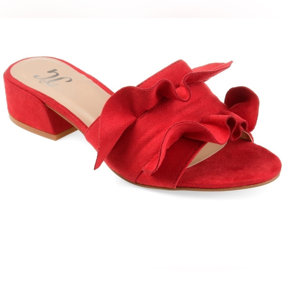 NWT Journee Collection
Women's Sabica Ruffle Slip On Dress Sandals